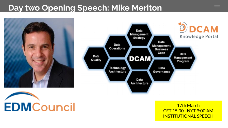 Mike Meriton will be at Data Management Summit International Edition 2021